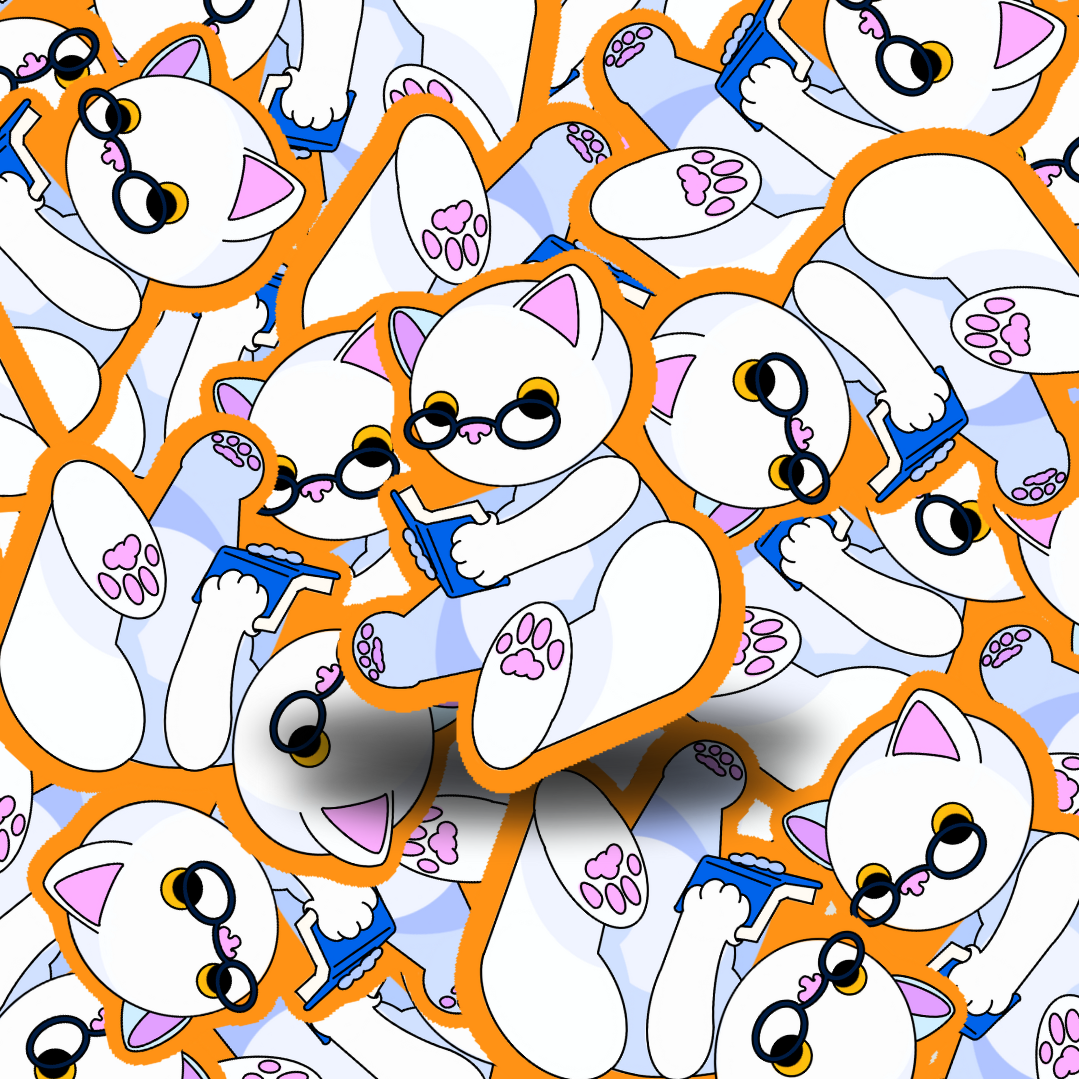 Reading Cat Sticker