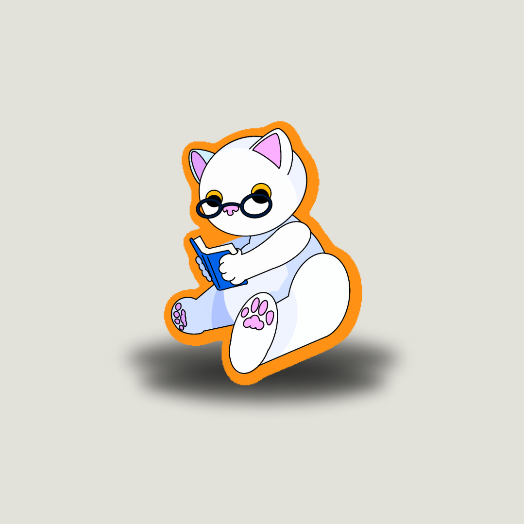 Reading Cat Sticker