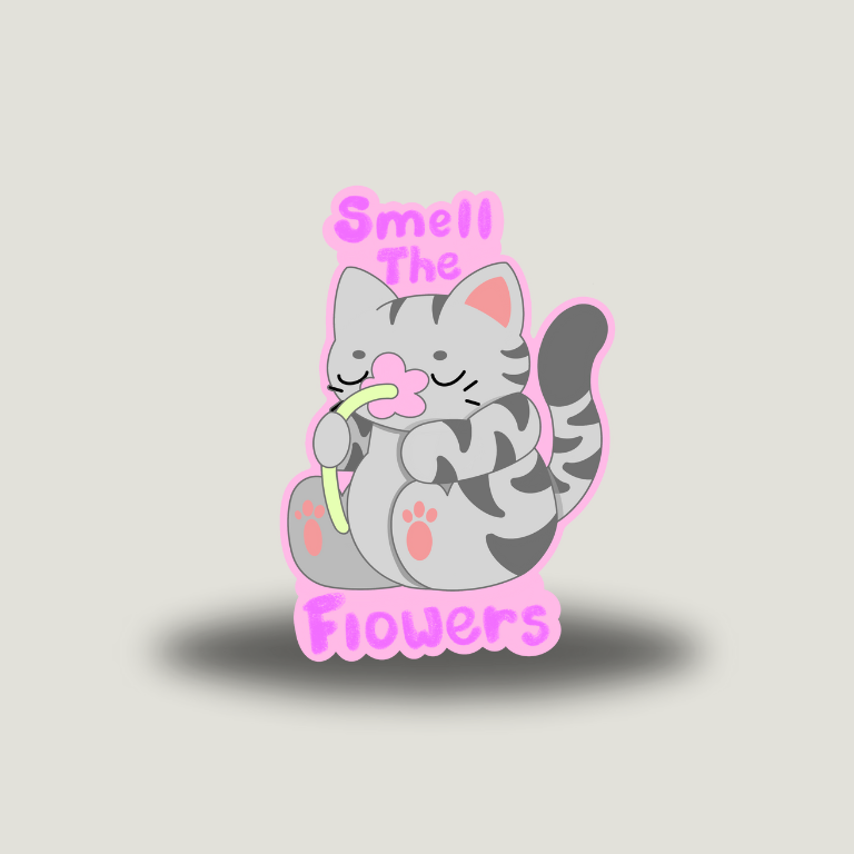 Smell the Flowers Cat Sticker