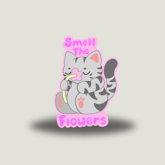 Smell the Flowers Cat Sticker