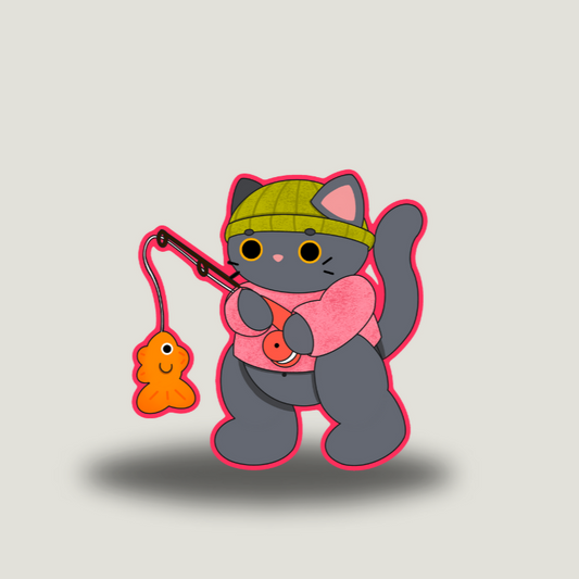 Cat Fishing Sticker