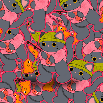 Cat Fishing Sticker