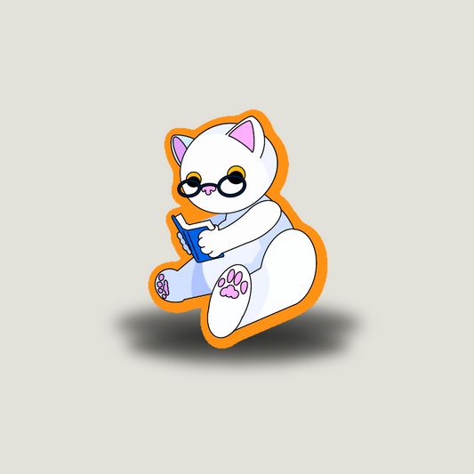 Reading Cat Sticker