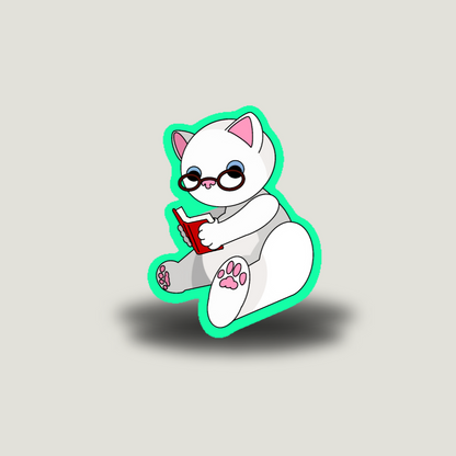 Reading Cat Sticker